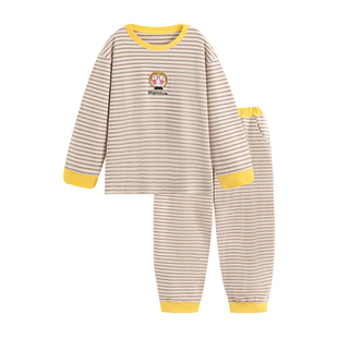 简约条纹睡衣女秋冬季纯棉韩版新款长袖宽松可外穿家居服可爱套装