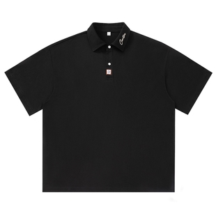 男士夏季黑色短袖男款polo衫男痞帅高级感翻领t恤2026新款半袖男