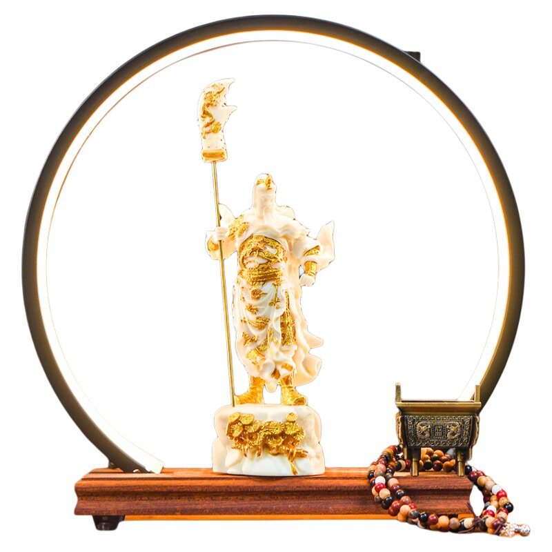 关公摆件家居客厅武财神关二爷神像闭眼关公像招财装饰品中式摆件