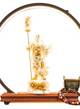 关公摆件家居客厅武财神关二爷神像闭眼关公像招财装饰品中式摆件