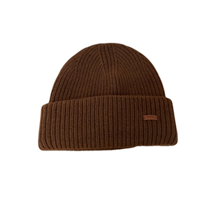 出口单100%wool纯羊毛针织帽女士美拉德棕色保暖粗毛线帽子男冬季