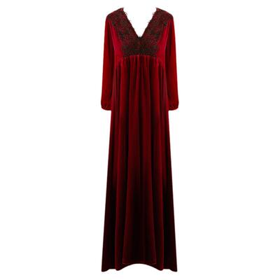 丝绒睡裙长款红色女高级感