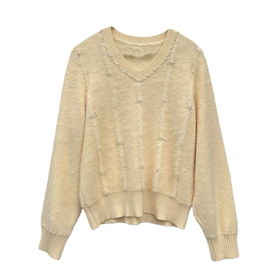 小小家 定制漂亮毛衣很亲肤~重工水貂绒柔软冬季钉珠针织打底衫