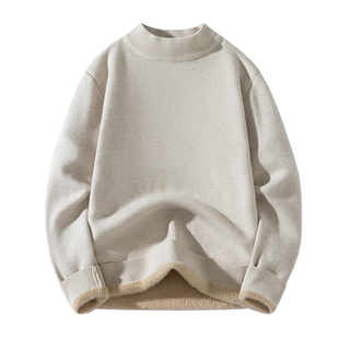 乱步半高领毛衣男加绒加厚保暖冬季一体绒打底内搭针织衫男款外套