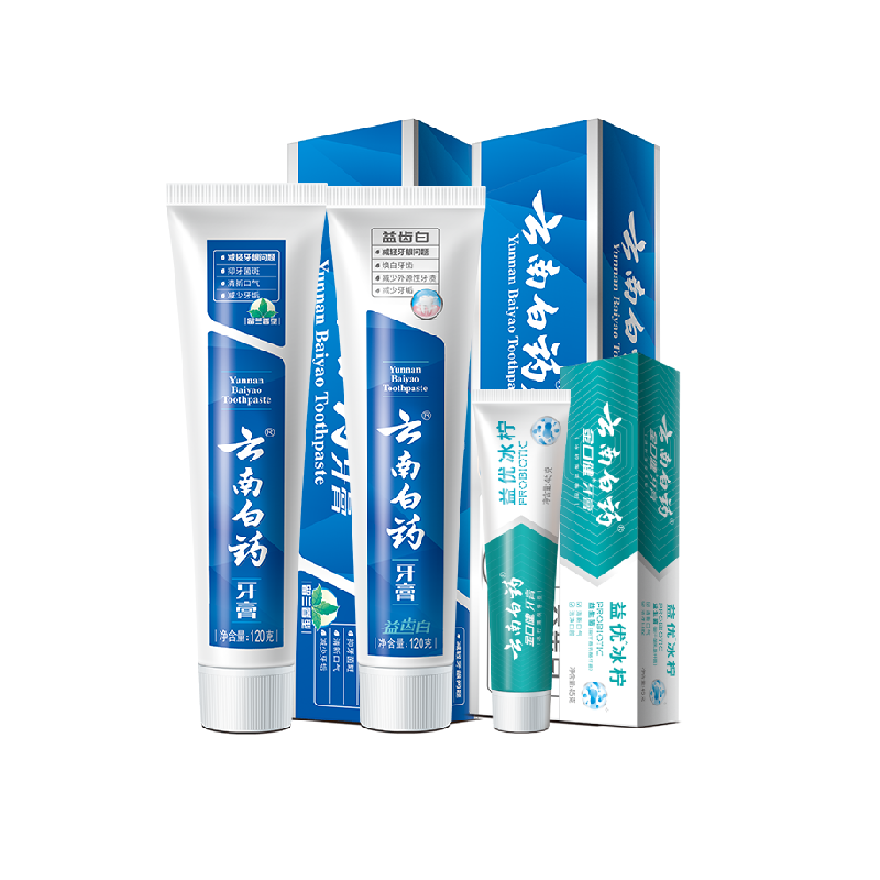 下拉详情领优惠-云南白药牙膏护龈清新益生菌清新组合官方正品
