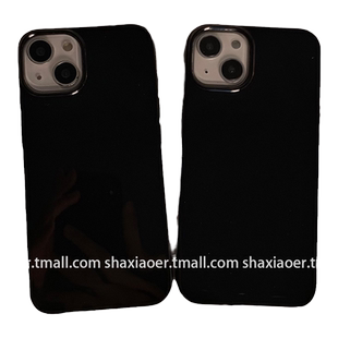 ins简约纯黑色适用iphone17promax苹果15手机壳16pro新款14pro女11硅胶12软13高级感xsmax亮面xr个性xs情侣x