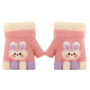 儿童半指手套冬季可爱小兔五指分指男女宝宝保暖防寒婴儿爬行手套