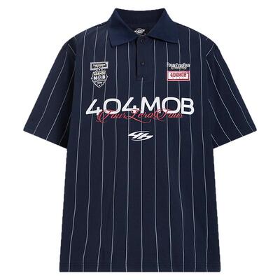 404MOB美式复古条纹运动球衣POLO