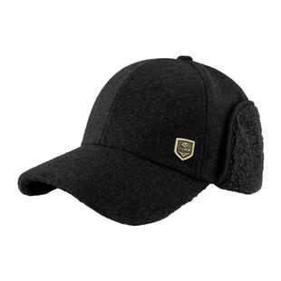 路瓦帽子男款冬季羊毛呢棒球帽加绒保暖护耳中老年防寒盖脖送爸爸