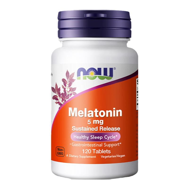 NOW诺奥melatonin褪黑素胶囊非片剂睡眠退黑松果体素3mg美国进口