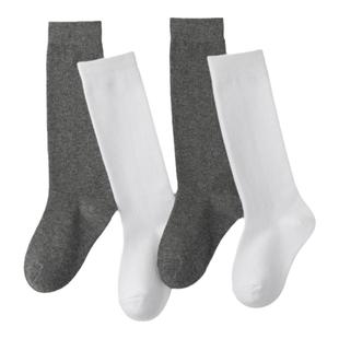 儿童袜子灰色学生校服中筒袜女童及膝小腿袜春秋男大童白色长筒袜