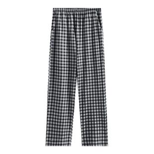 芬腾可外穿睡裤女士纯棉秋季格子全棉长裤大码宽松家居裤2025新款