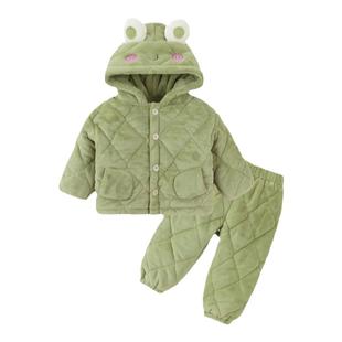 DUDUJIA儿童睡衣宝宝家居服加厚套装冬季男童新款加绒冬装女宝厚