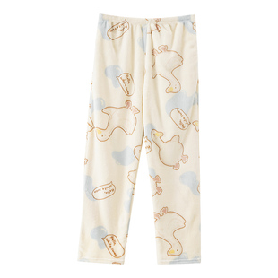 加厚睡裤女秋冬法兰绒长裤卡通可爱可外穿珊瑚绒仙女暖暖裤家居裤