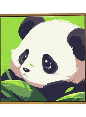 儿童数字油画简单卡通熊猫