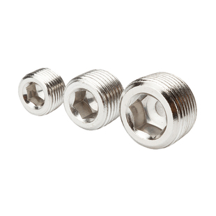 德力西气动内六角堵头DT电磁阀配件汇流板闷头1/2/3分铜镀镍塞头