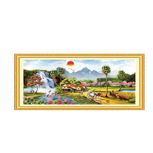 青飞田园风光十字绣丰收耕种山水田野收割客厅钻石画柬埔寨越南图