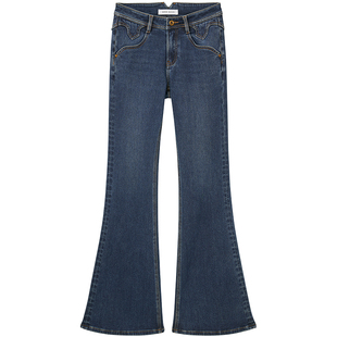 【保暖含羊驼毛】Miss Sixty2025冬季新款牛仔裤女修身显瘦喇叭裤