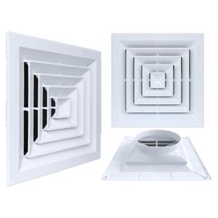 特白色ABS加厚方形散流器出风口中央空调四面散 出风百叶防结露