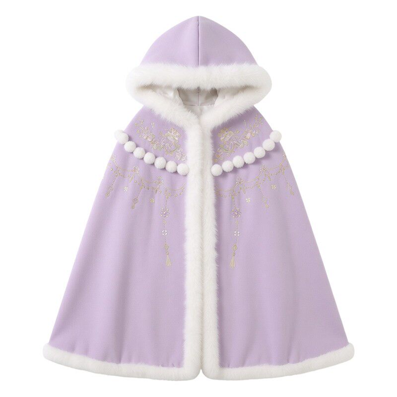女童汉服连帽斗篷秋冬季加厚披风