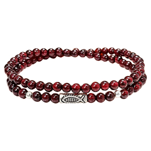 普陀山文创集授权店纯天然双圈锦鲤石榴石手串S925银手链官方正品