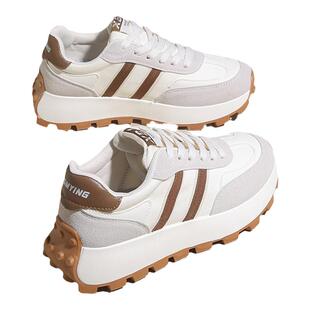 华夫阿甘鞋女款2025新款春季学生运动鞋厚底增高小众跑步老爹鞋子