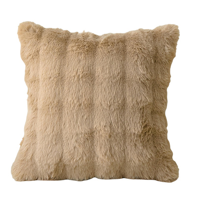 奶油风轻奢双面兔毛抱枕沙发客厅靠枕办公室靠背冬季床靠垫不含芯