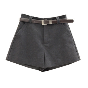 XIBEIERXIXI高腰短裤女外穿2025秋冬呢子A字阔腿裤显瘦百搭靴裤