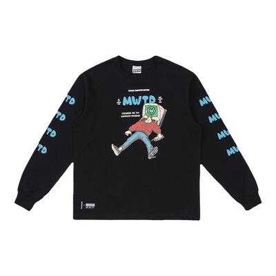 卡通涂鸦电脑人串标情侣长袖T恤