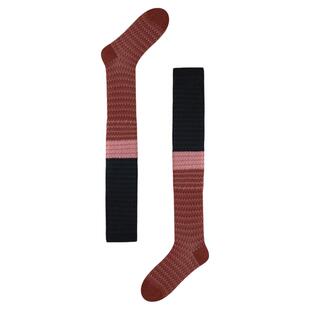 AR波浪纹金银丝过膝袜复古堆堆袜美腿显瘦长袜早秋女AlmondRocks