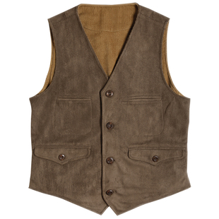 SOARIN【双面穿】西部风灯芯绒马甲男复古美式工装鹿皮绒马夹背心