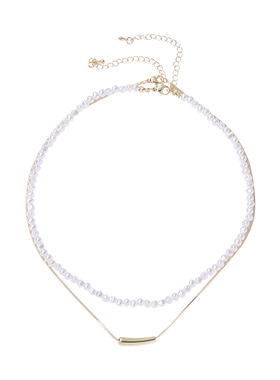 轻奢高级小茄子珍珠双层叠戴项链