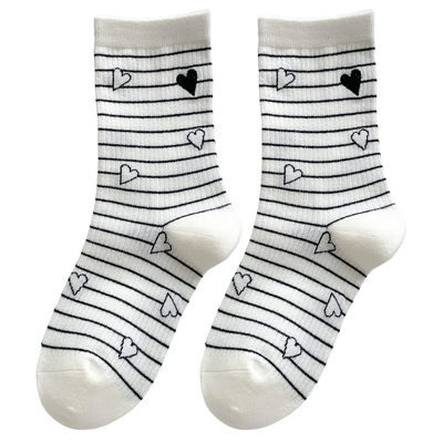 条纹刺绣袜子女夏薄款无骨中筒袜