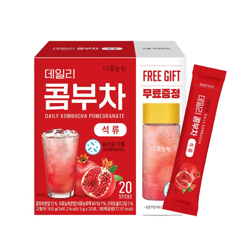 DANONGWON 康普茶石榴益生菌乳酸菌肠道蠕动5g*20入附赠380ml水杯