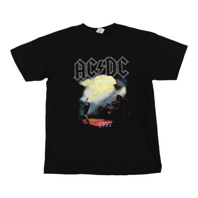 黑色复古nirvana/ACDC短袖T恤男