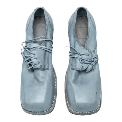 GUIDI系带复古固特异方头德比鞋