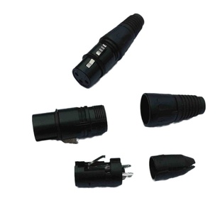 黑色三芯卡侬头发烧 麦克风XLR平衡卡农头话筒三芯卡龙头公母插头