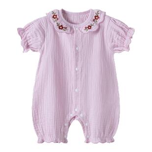 【云息纱】女宝宝夏天衣服婴儿短袖连体衣夏季薄款纱布女幼童夏装