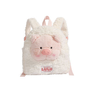 可爱百搭小猪双肩包女卡通学生毛绒小书包通勤休闲背包少女玩偶包
