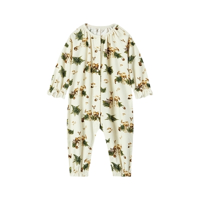 Milkbarn秋冬新品婴儿纯棉连体衣服宝宝长袖哈衣婴幼儿爬爬服
