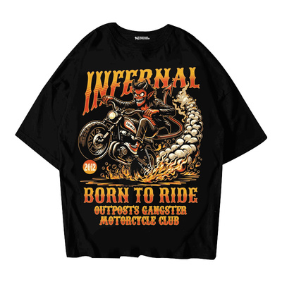 DW硬汉潮牌魔鬼骑士大码短袖T恤