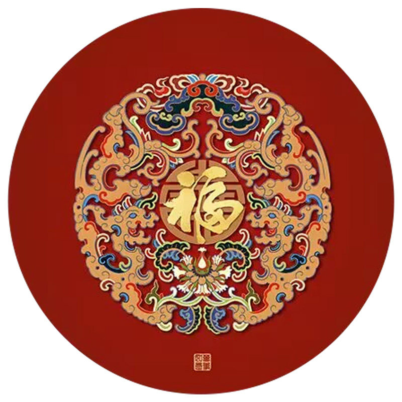 圆形福字百福图粘贴画门窗墙贴房间门上装饰画贴画墙贴装饰3d立体