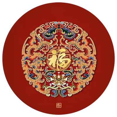 圆形福字百福图粘贴画门窗墙贴