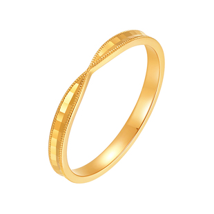 明牌珠宝5G黄金相遇戒 足金时尚百搭指环浪漫手饰戒指女AFM0356
