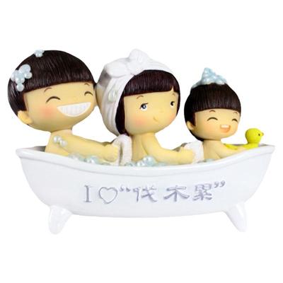 一家三口快乐家族车载装饰摆件