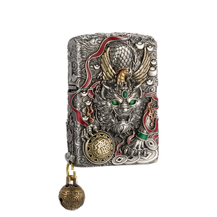 zippo打火机灵动貔貅正品古银重甲防风煤油吉祥寓意男士礼物