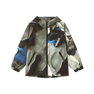 多多家男童满印外套防泼水2025新款春秋款儿童男孩水墨上衣洋气潮