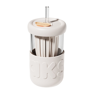 aks吸管杯高颜值咖啡杯加厚玻璃水杯茶水分离泡茶杯简约随手杯女