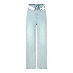 HERLIAN 新品翻边牛仔裤女原创设计感直筒阔腿裤