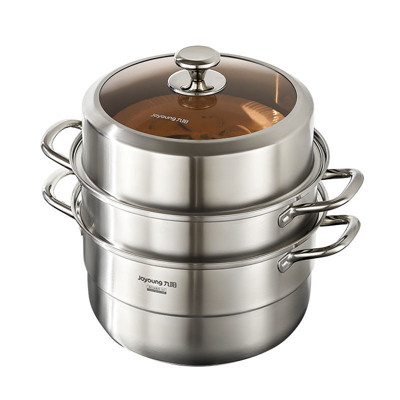 九阳304不锈钢蒸锅三层加高拱盖
